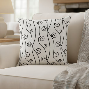 Black and White Swirls Cushion