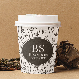 Black and White Swirls Paper Cups