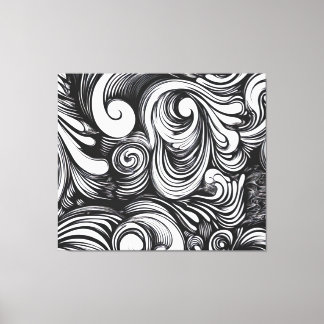 Black And White Swirls Pattern Canvas Print