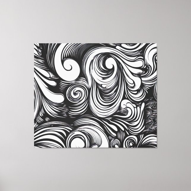 Black And White Swirls Pattern Canvas Print (Front)