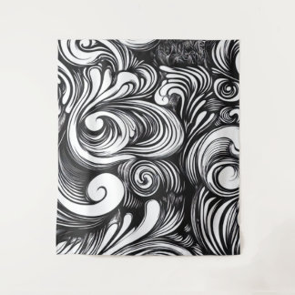 Black And White Swirls Pattern Tapestry