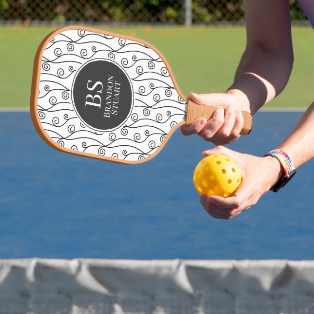 Black and White Swirls Pickleball Paddle (Insitu)