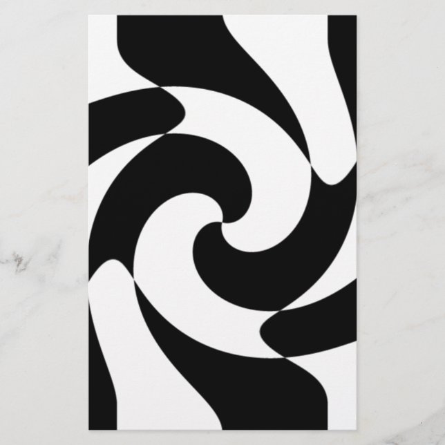 Black And White Swirls Stationery (Front)