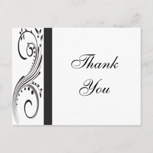 Black and White Swirls Thank You Postcard