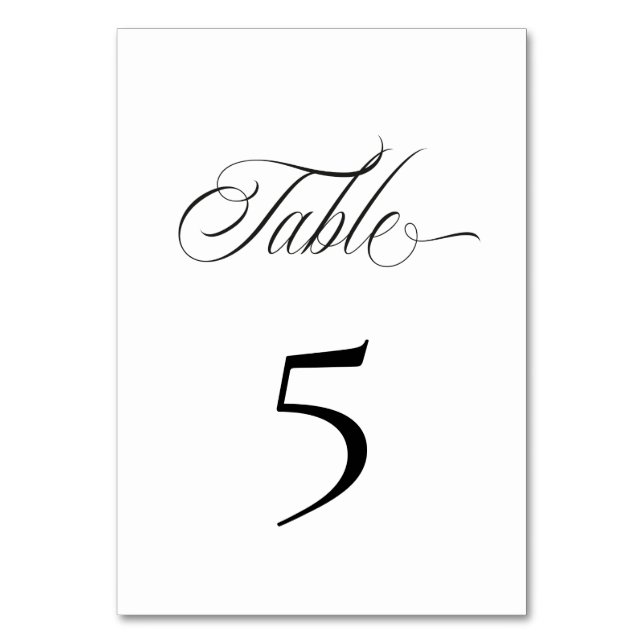 Black and White Table Number Card (Front)