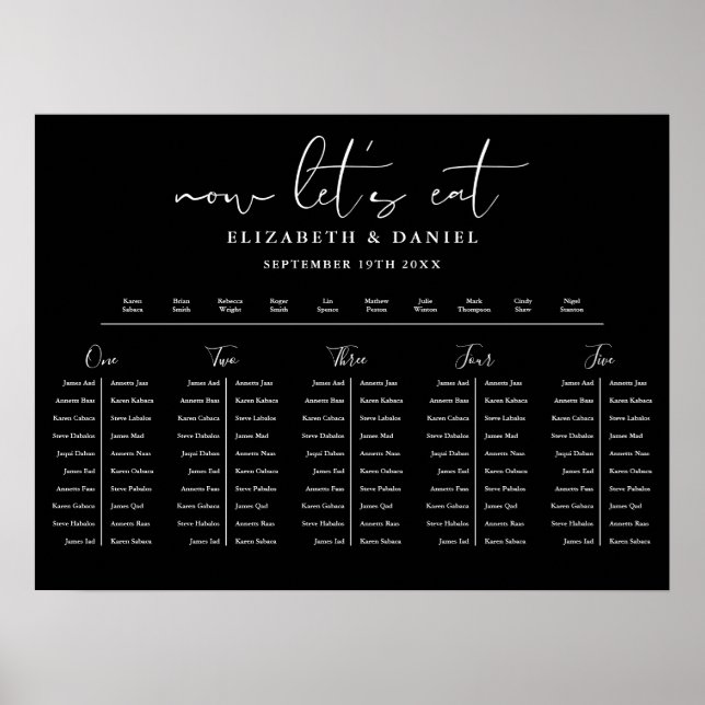 Black And White Table Plan Wedding Seating Chart (Front)