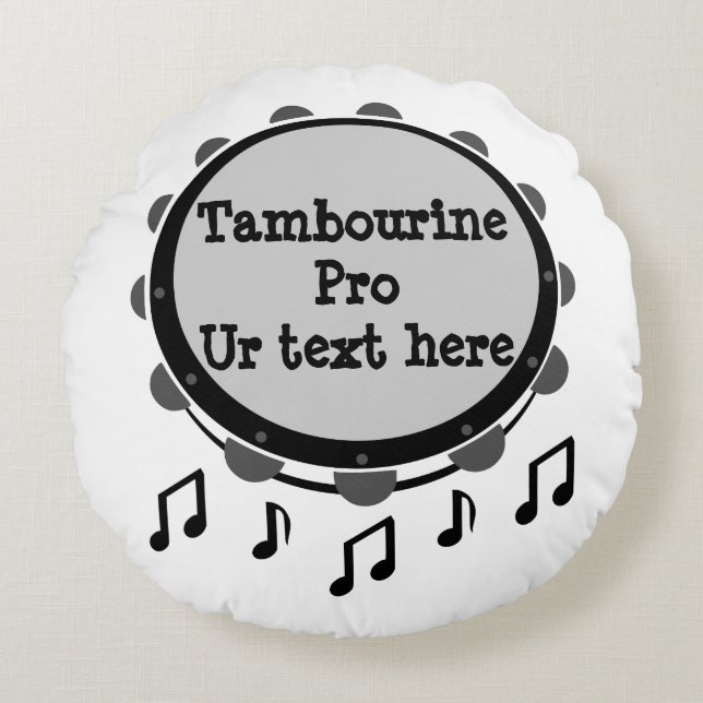 Black and White Tambourine Round Cushion (Front)