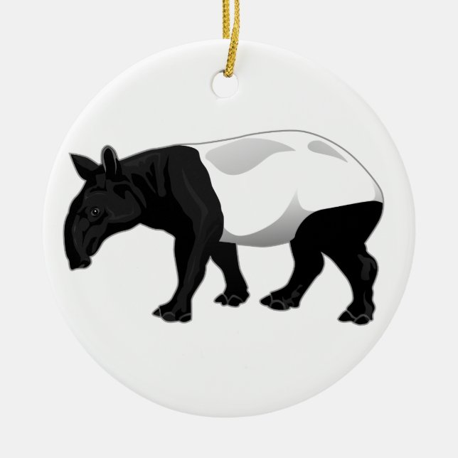 Black and White Tapir Ceramic Tree Decoration (Front)