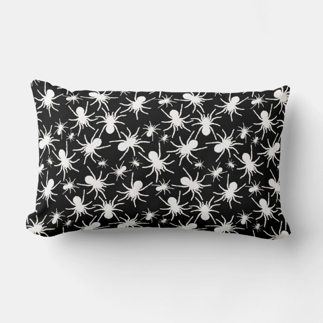 Black and White Tarantula Spider Pattern Lumbar Cushion (Front)
