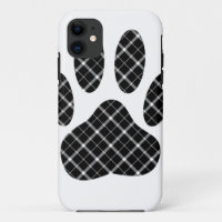 Black And White Tartan Dog Paw Print