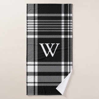 Black and White Tartan Plaid Bath Towel Set