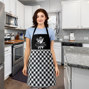 Black and White Tartan Plaid Pattern Apron