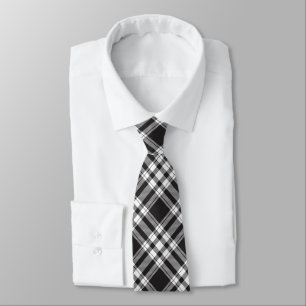 Black and White Tartan Plaid Pattern Tie