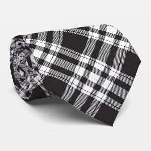 Black and White Tartan Plaid Pattern Tie