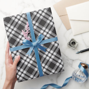 Black and White Tartan Plaid Pattern Wrapping Paper