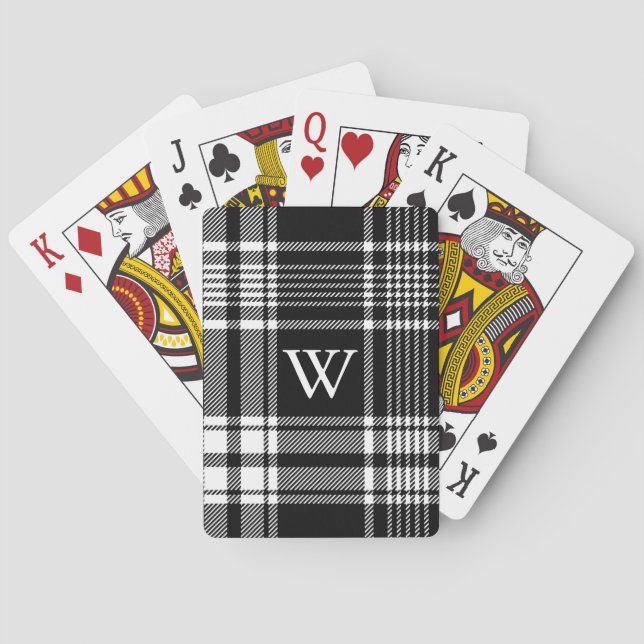Black and White Tartan Plaid Playing Cards (Back)