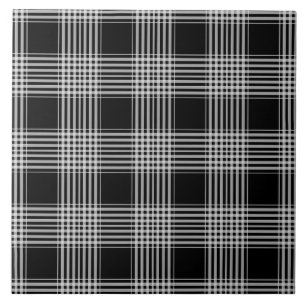 Black and White tartan plaid Tile