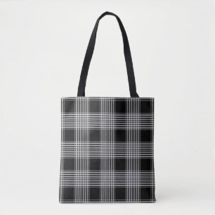 Black and White tartan plaid Tote Bag