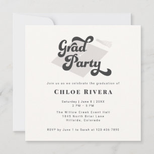Black and White Tassel Grad Party Invitation