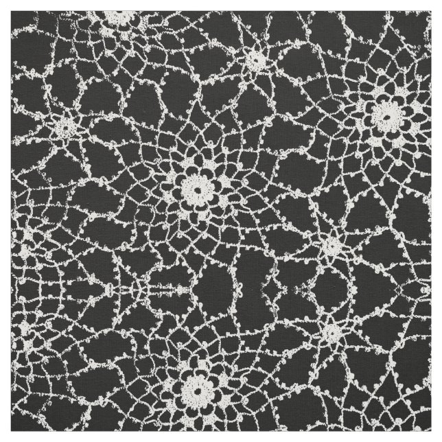 Black And White Tatted Lace Design Fabric (Swatch)