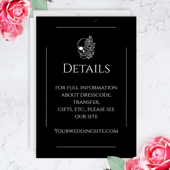 Black And White Tattoo Elegant Gothic Wedding Enclosure Card (Gothic Black And White Enclosure Card)