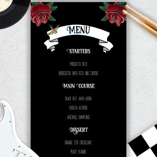 Black and White Tattoo Rockabilly Wedding Menu