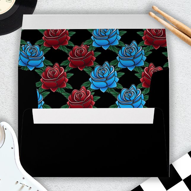 Black and White Tattoo Wedding Rose Tattoo Envelope (Black and White Tattoo Wedding Rose Tattoo Envelope)