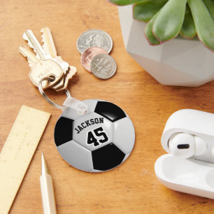 Black and White Team Soccer ⚽ Ball Keychain