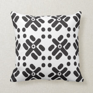 Black and White "Teku" Print Throw Pillow