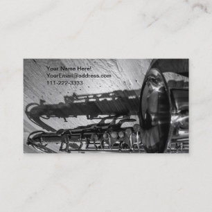 Black and White Tenor Saxophone Business Card