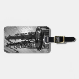 Black and White Tenor Saxophone customisable Luggage Tag