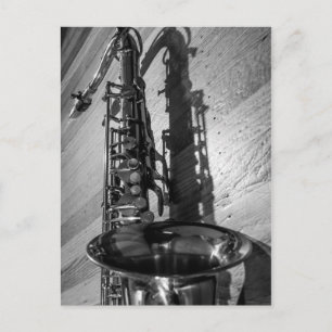 Black and White Tenor Saxophone Postcard