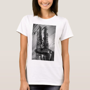 Black and White Tenor Saxophone T-Shirt