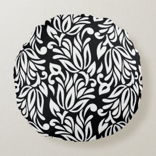 Black and white textile. round cushion