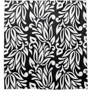 Black and white textile. shower curtain