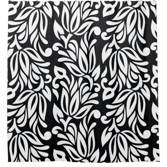 Black and white textile. shower curtain (Front)
