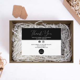 Black and White Thank You Business Logo Package Enclosure Card
