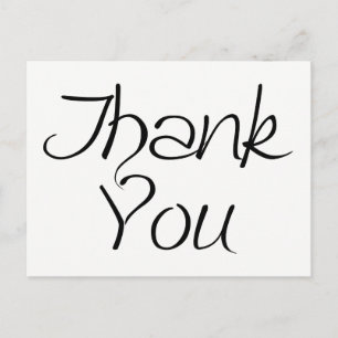 Black And White Thank you Calligraphy Postcard