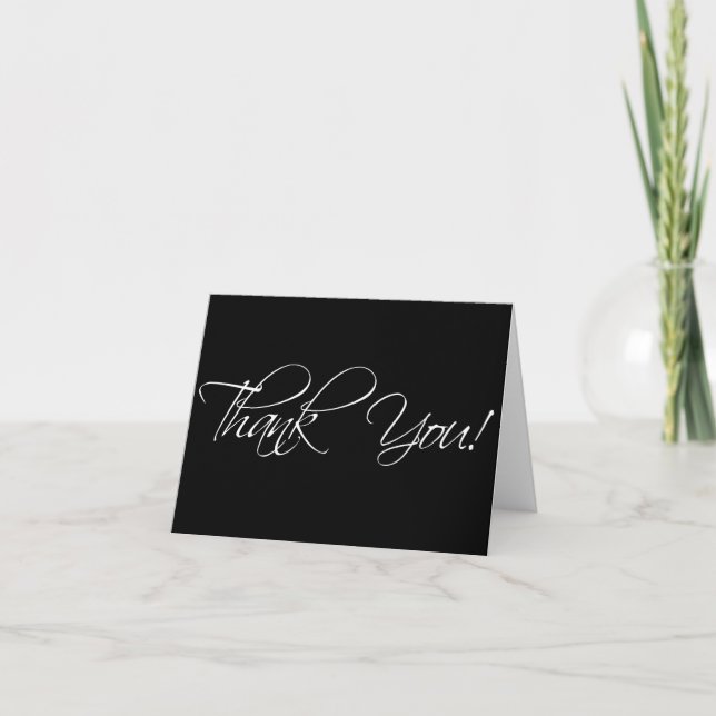 Black and White Thank You Cards Fancy Script (Front)