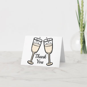 Black And White Thank You Champagne BlushWedding Card