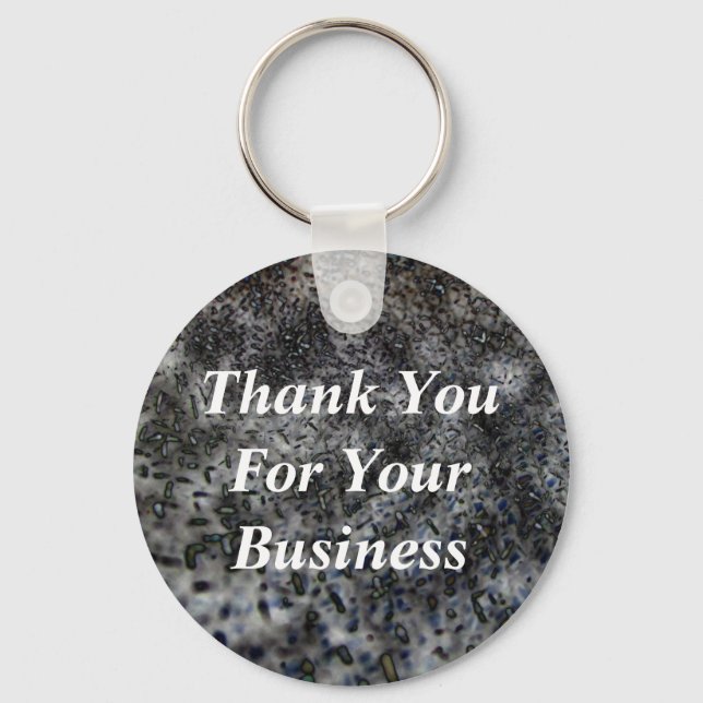 Black and White Thank You Customer Appreciation Key Ring (Front)