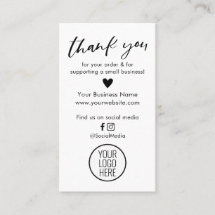 Black and White Thank You For Your Order Cards