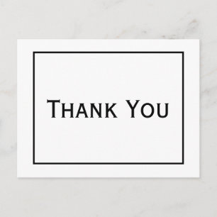 Black and White Thank You Minimalist Wedding Party Postcard