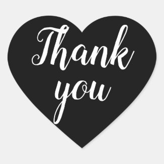 Black and white thank you simple minimalist heart sticker