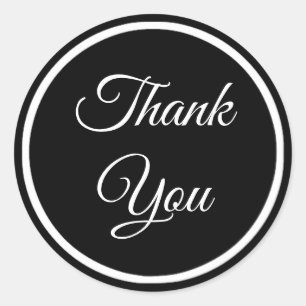 Black and White Thank You stickers