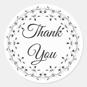 Black and White Thank You Stickers