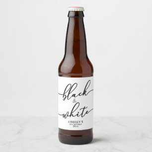 Black and White Theme Party Beer Bottle Label