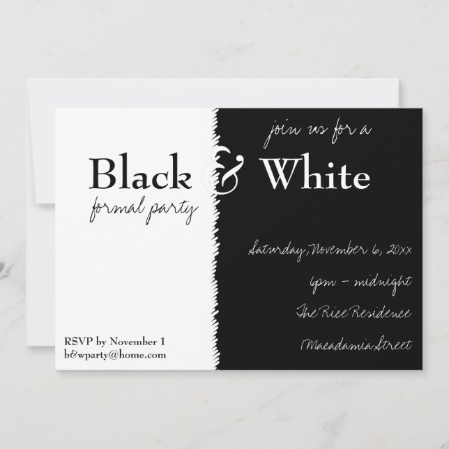 Black and White Theme Party Invitation (Front)