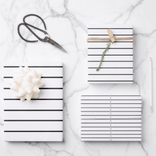 Black And White Thin Stripes Wrapping Paper Sheet