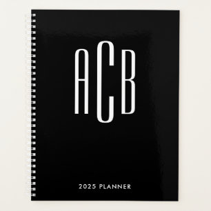 Black and White Three Letter Monogram Planner